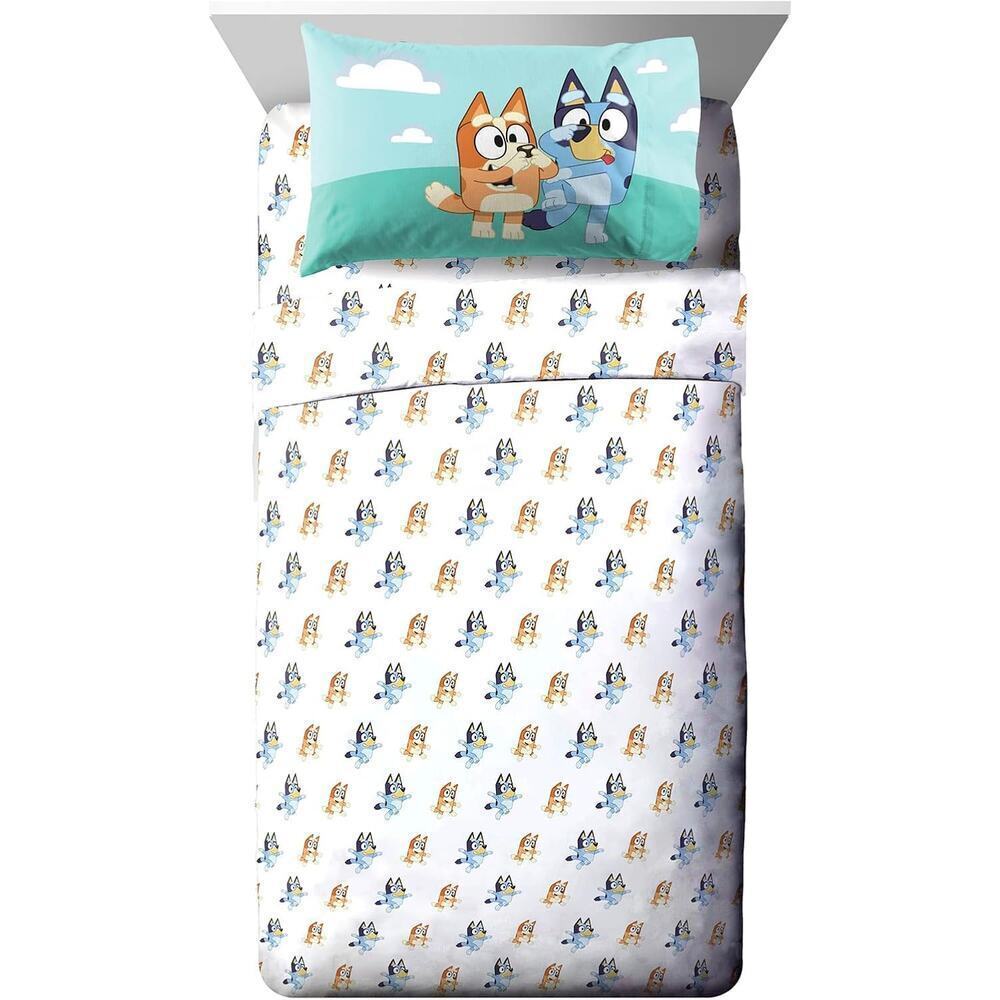 NEW Jay Franco Bluey Bingo 4 Piece Full Size Sheet Set  Open Box